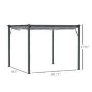 Outsunny 9'10 x 9'10 x 7'3.75 Gray Aluminum Pergola with Retractable Water-Resistant Shade Canopy
