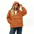 thumbnail image 3 of Women Half Zip Hooded Anorak Windbreaker Pullover Jacket with Pockets Casual Lightweight Windproof Outdoor Coat Orange, 3 of 9