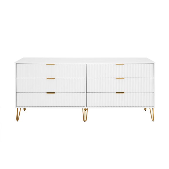 Manhattan Comfort DUMBO Dresser with 6 Full Extension Drawers in White