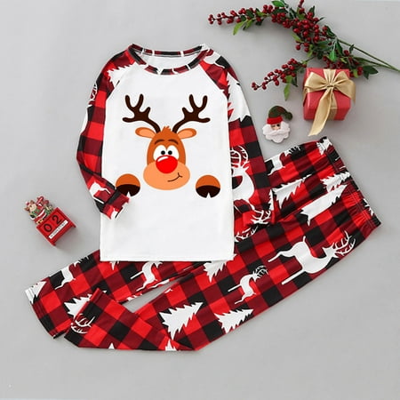 

Christmas Kinds Matching Family Pajamas Sets Christmas PJ s With Print And Plaid Printed Long Sleeve Tee And Bottom Loungewear