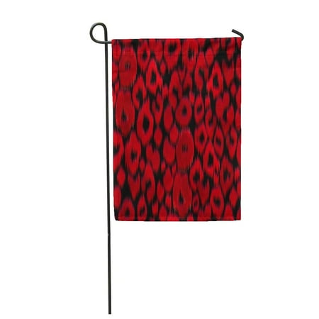 Water Ski Marker - KDAGR Leopard Skin Pattern Red on Spots of Traditional Ikat Watercolor Markers Garden Flag Decorative Flag House Banner 12x18 inch