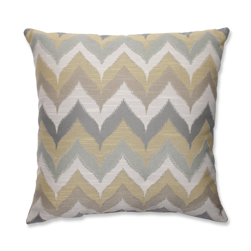 18" Chevron Nebbia Yellow, Gray and White Decorative Square Throw