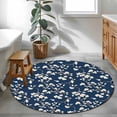 thumbnail image 4 of 3ft Round Rug, Botanical Flower Non-Skid Rubber Backing Large Area Rugs - Living Room Bedroom Home Office, Vintage Garden Floral Wildflower Blue Indoor Floor Mat Carpets Washable Rug, 4 of 9
