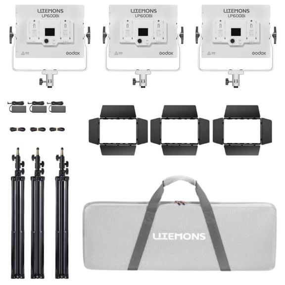 Godox Litemons LP600Bi 60W Bi-Color LED 3-Light Panel Kit