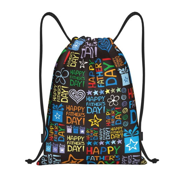 Fotbe Happy Father Day Bolsa Mochila con Cordón Estampada, Bolsa de Gimnasio Deportiva, Bolsa Cinch, Bolsa con Cordón para Hombres y Mujeres-Small