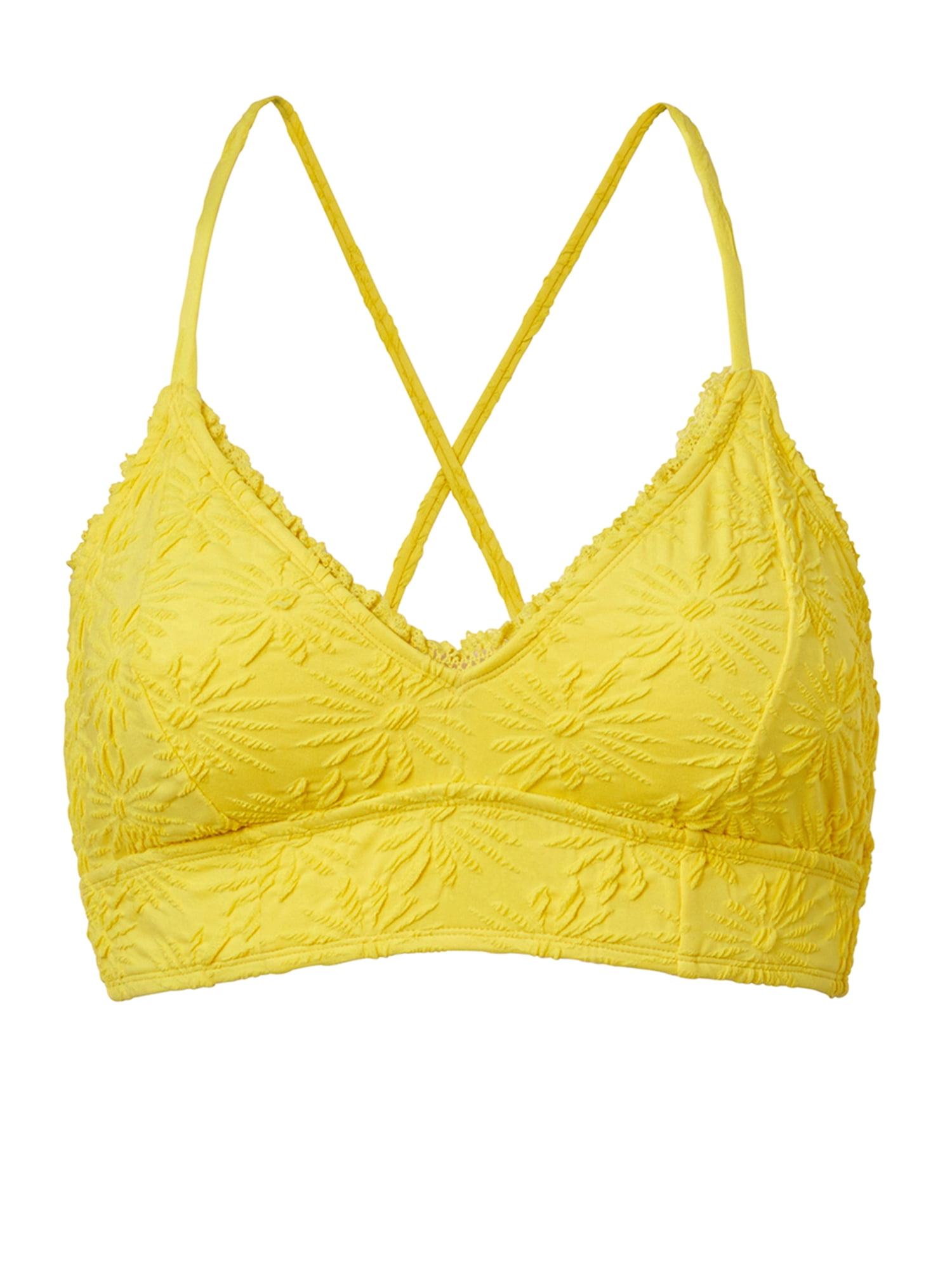 Jessica Simpson Women's Textured Floral Longline Bikini Top, Sizes XS-2XL