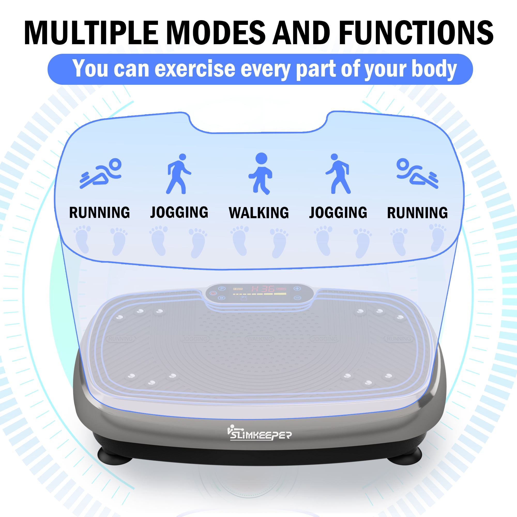 SLIMKEEPER Vibration Plate Exercise Machine for Home Fitness & Whole Body Workout, 330 Lbs Capacity, with 2 Loops, 5 Resistance Bands & Remote Control