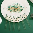 thumbnail image 3 of 1 juego de accesorios para el cabello de novia, horquillas, peinetas laterales, pinzas para peine con diamantes de imitación para mujer, peinetas decorativas, accesorios para el cabello verdes, 3 of 7