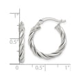 thumbnail image 4 of 925 Sterling Silver Anti-Tarnish 3mm x 20mm Textured Braid Twisted Hoop Earrings, 4 of 4
