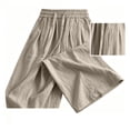 thumbnail image 5 of SAWOBUUN Men's Cotton Linen Pants Breathable Wide Leg Trousers Elastic Drawstring Waist Loose Fit Casual Summer Beach Pants, 5 of 9