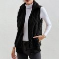 thumbnail image 2 of Odeerbi Womens Soft Fleece Vest Sleeveless Winter Coat Solid Color Plush Lapel Loose Jacket with Pocket Black, 2 of 9