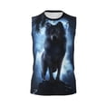 thumbnail image 4 of Yiaed Night Scene of Wolves Print Men's Singlet Vests Summer Running Muscle Tank Tops Gym Undershirt Round Neck Sleeveless for man, 4 of 5