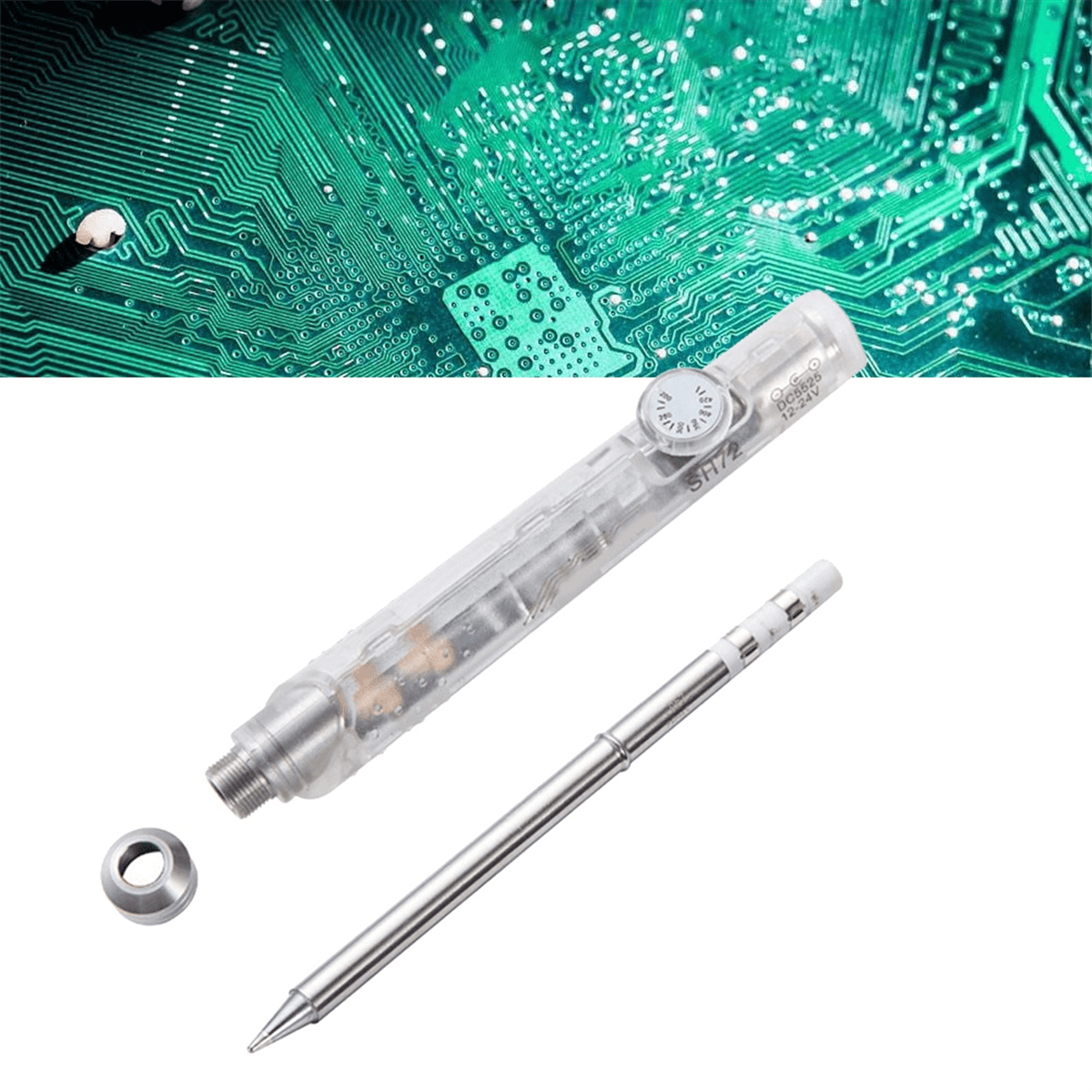 SH72 Soldering Iron 65W 12-24V 220-400℃ Adjustable Temperature SH72 B2 Welding Tool Not T12 Transparent White,1x Soldering Iron,Transparent White