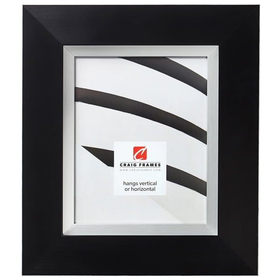 Craig Frames Ambassador, 8x12 inch Picture Frame, Bold Silver and Black