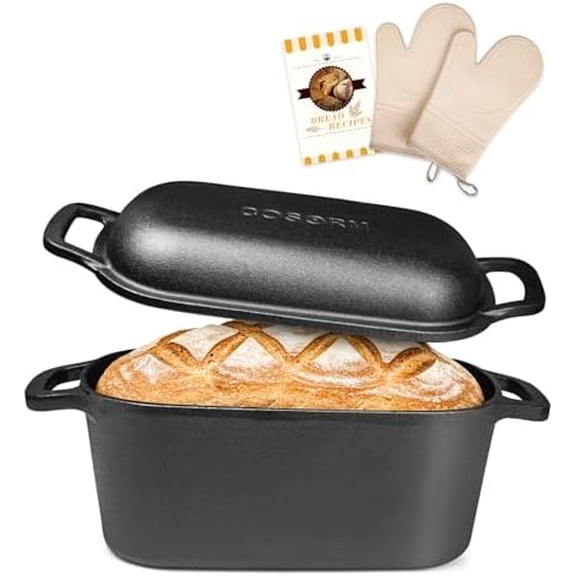 7QT Oval Dutch Oven for Sourdough Bread Baking, Pre-Seasoned Cast Iron Bread Pan with Lid, Even Heat Distribution for Homemade Bread$$Home Decor, Kitchen, & Other