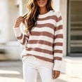 thumbnail image 4 of Fesfesfes Women's Striped Color Block Knit Sweater Round Neck Long Sleeve Soft Warm Cozy Lightweight Casual Pullover Top for Fall Winter Daily Wear, 4 of 6