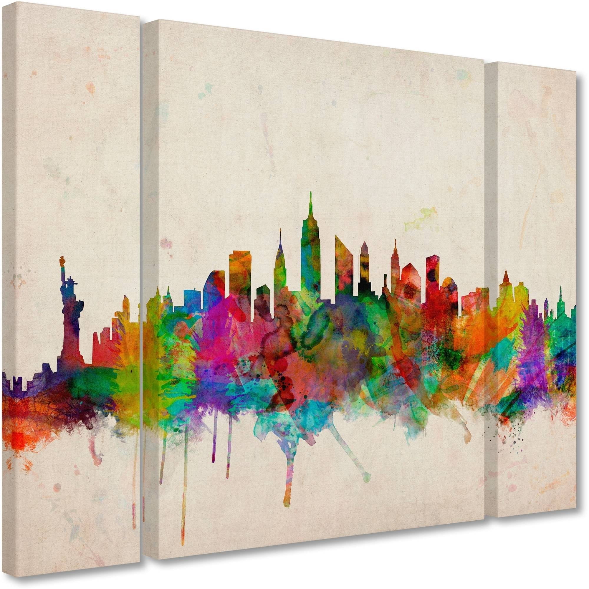 Trademark Fine Art "New York Skyline" Canvas Art by Michael Tompsett Three Panel Set