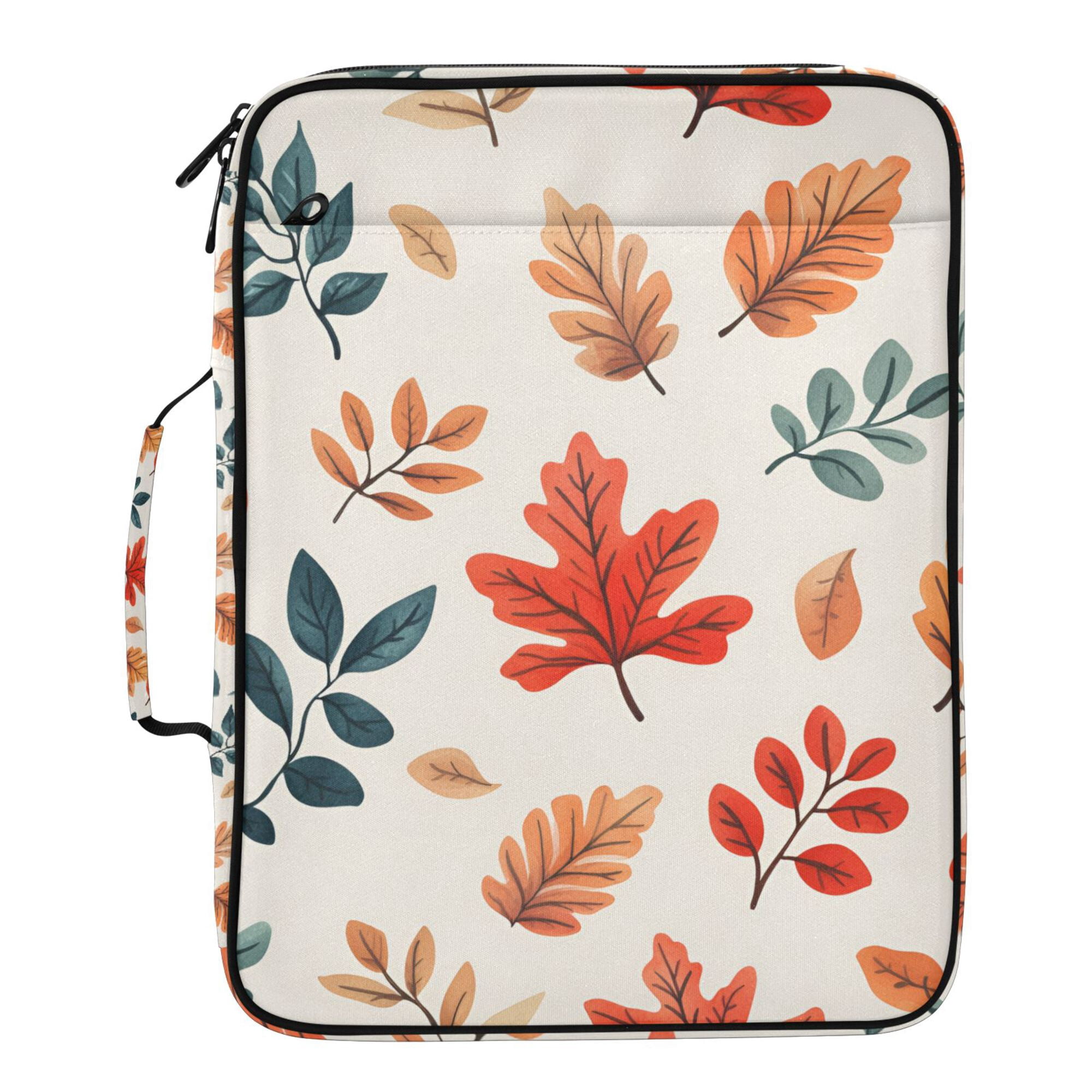 FORMRS Accordion File Folder A4 Size 7-Pocket Expanding Document Organizer Bag with 3 Ring Binder, Hand Drawn Autumn Leaves