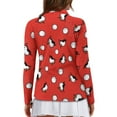 thumbnail image 2 of Yuyamidu Bird Long Sleeve Golf Shirts for Woman Golf Ball Athletic Tennis Shirts Soft Quarter Zip Workout T shirts Red Pullover Golf Tops Size XS, 2 of 8
