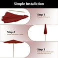 thumbnail image 2 of Gymax 10FT Wooden Market Table Umbrella Pulley Sunshade Canopy w/8 Bamboo Ribs Wine, 2 of 6