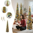thumbnail image 2 of 5FT Pop Up Christmas Tree with LED Lights and Tree Topper- Collapsible Artificial Tinsel Pencil Christmas Tree, Skinny Xmas Tree for Indoor Home Apartment Holiday Party Decoration, 2 of 6