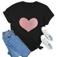thumbnail image 6 of Outfmvch Tshirts for couple short sleeve shirts for women Love Heart Grahic Valentine's Day Crew Neck Graphic Short Sleeve Couple Tops Valentine's Day shirt shirts for women graphic t-shirts Black 3XL, 6 of 6