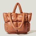 thumbnail image 4 of WDOplteas Bolso Hombro Acolchado Celosía Retro para Mujer Bolso Suave Color Sólido (marrón), 4 of 6