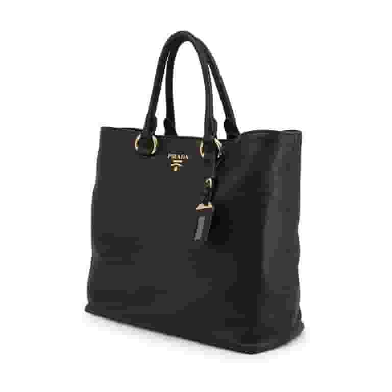 【セール】プラダ☆Vitello Phenixレザートートバッグ☆1BG865 New Prada Black Vitello Phenix Leather Shopping Tote Bag