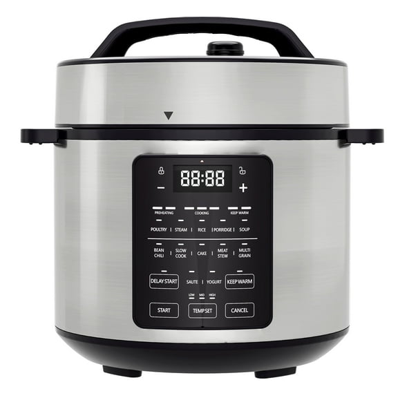 EDX 6 Quart 7-in-1 Electric Pressure Cooker with Multi-Function Features and Stainless Steel Instant Pot, Silver