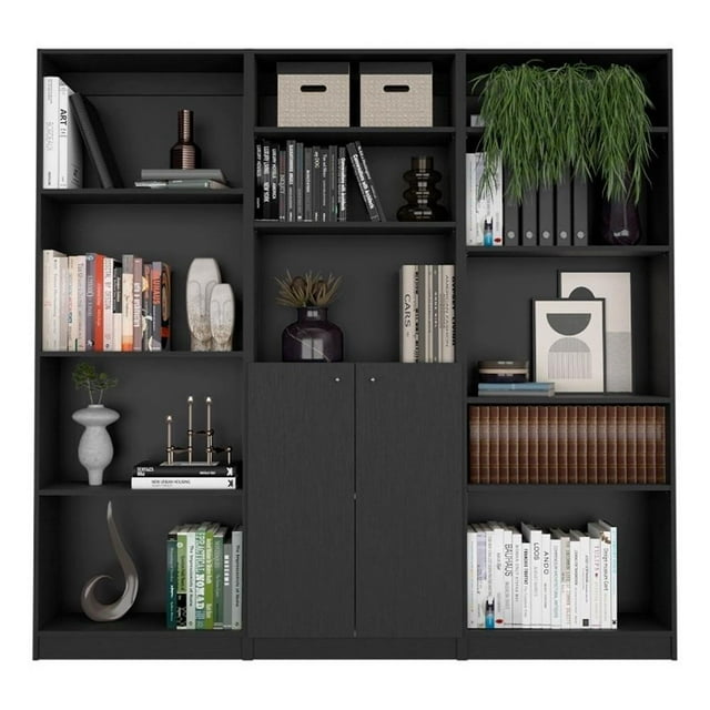 FM FURNITURE Oracle 3 Piece Living Room Set Black Engineered Wood