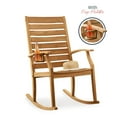 thumbnail image 3 of Logan Solid Teak Outdoor Rocking Chair with Bottle Holder, Natural Teak, 3 of 10