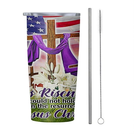 

Easter Christian He Is Risen Rejoice In The Resurrection Of Jesus Christ 20oz Tumbler Insulated Stainless Steel Water Bottle Portable Travel Coffee Tea Mug Cup