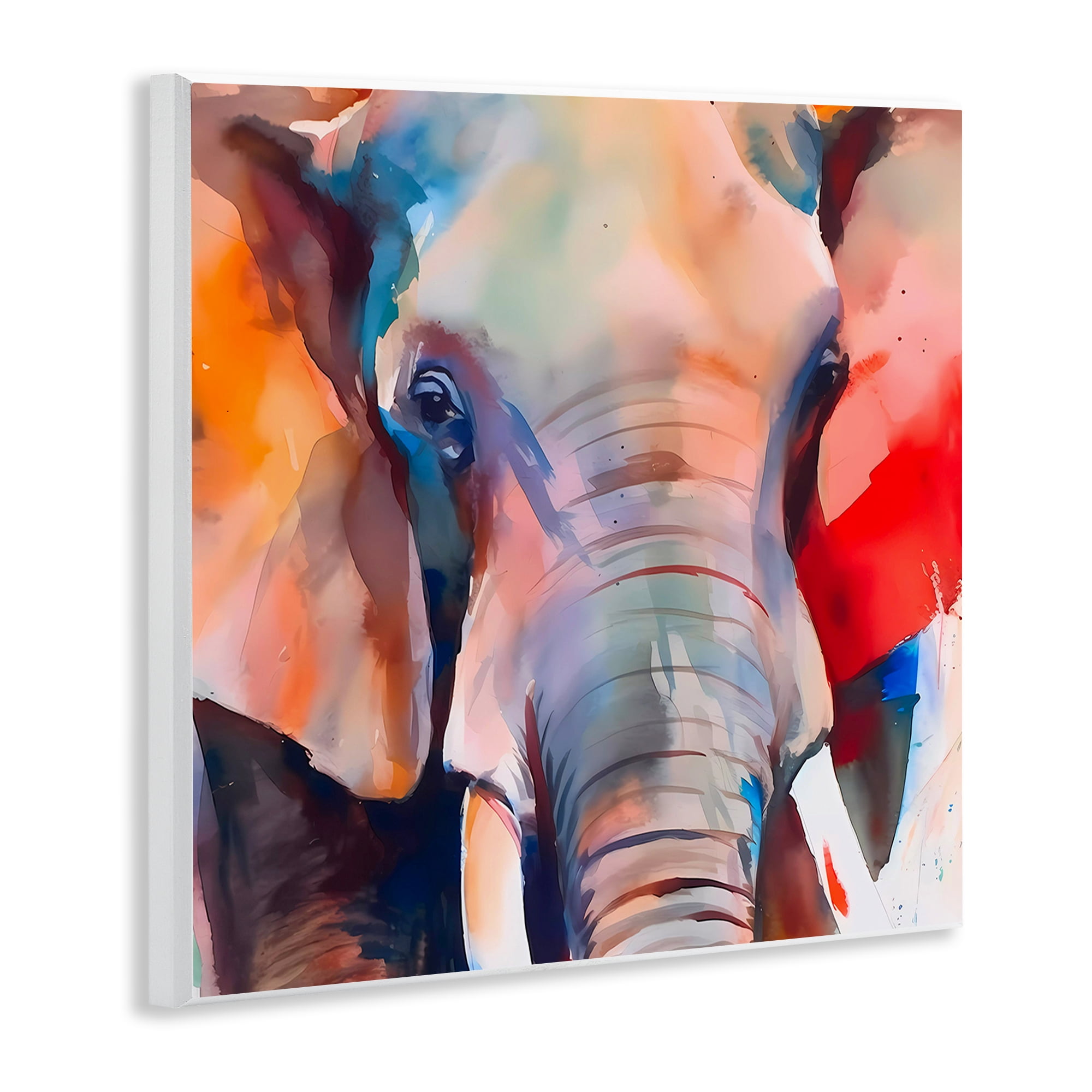 Stupell Industries Close Up Elephant Face Animals & Insects Painting Unframed Art Print Wall Art, 12 x 12