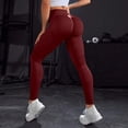 thumbnail image 2 of TGPMGRZ Scrunch Workout Leggings for Women High Waisted Lifting V Back Waist Seamless Gym Yoga Leggings Red Size L, 2 of 7