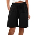 thumbnail image 2 of Puntoco pantalones cortos de verano para mujer, moda 2024, pantalones informales de lino y algodón de talla grande de cinco puntos para verano para mujer, 2 of 9