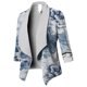 thumbnail image 2 of Sacos y Chaquetas de traje Chaqueta de traje de trabajo de solapa informal con estampado elegante de manga larga para mujer, abrigo, prendas de vestir, ropa informal,temperamento blazer(Azul， 3XL), 2 of 3