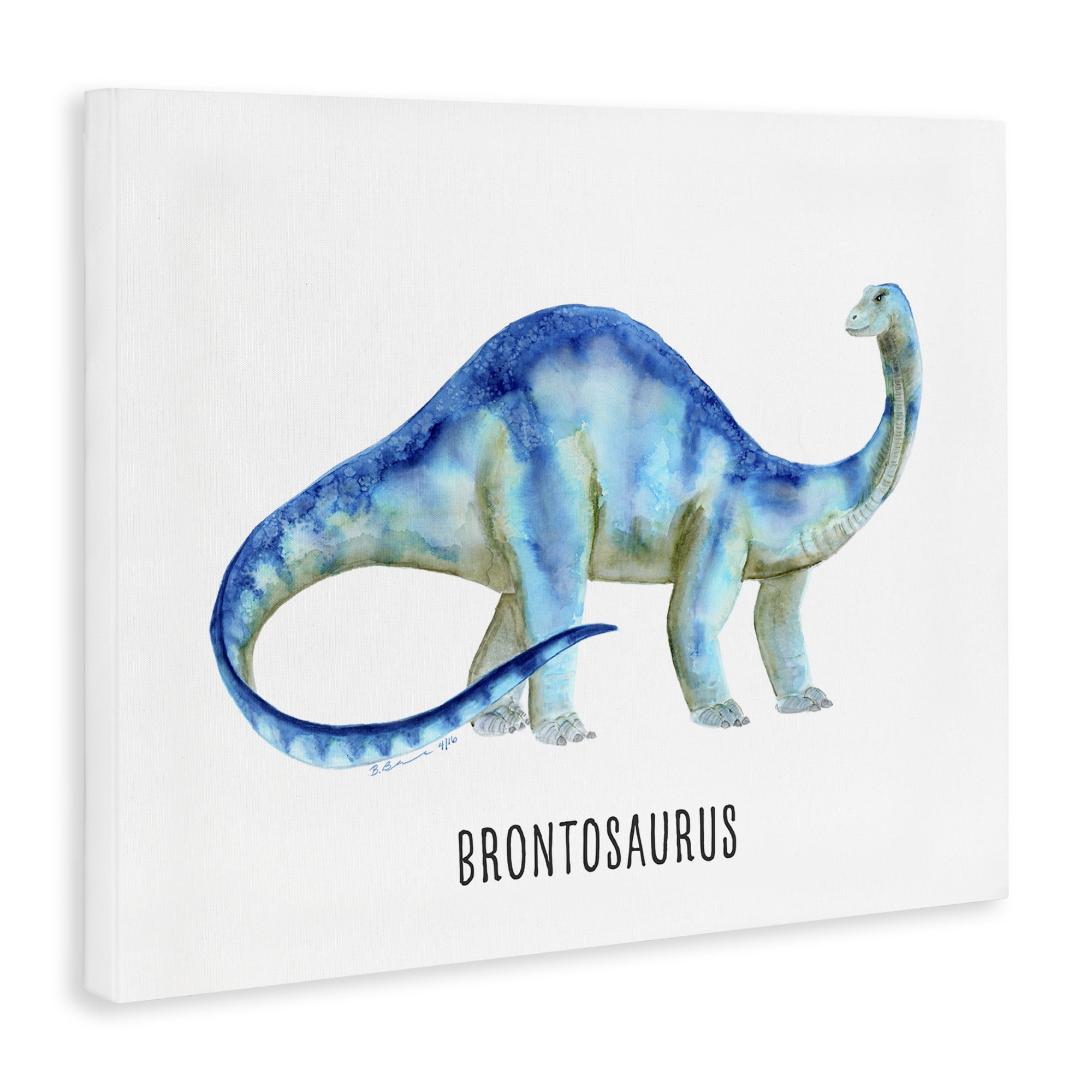 Stupell Industries Brontosaurus Dinosaur Learning Animals Painting Wrapped Canvas Art Print Wall Art, 20 x 16