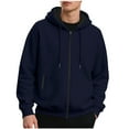 thumbnail image 3 of BiZtdJrK Casual Sweatshirt Jackets for Men Drawstring Long Sleeve Zipper Hooded Jacket Solid Athletic Outerwear with Pockets Navy L, 3 of 10