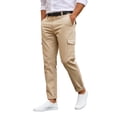 thumbnail image 6 of Tisuna Casual Pants For Mens Solid Color Zipper Button Straight Leg Trousers Breathable Fashion Male Work Street Pants Khaki Size Xxxl, 6 of 8