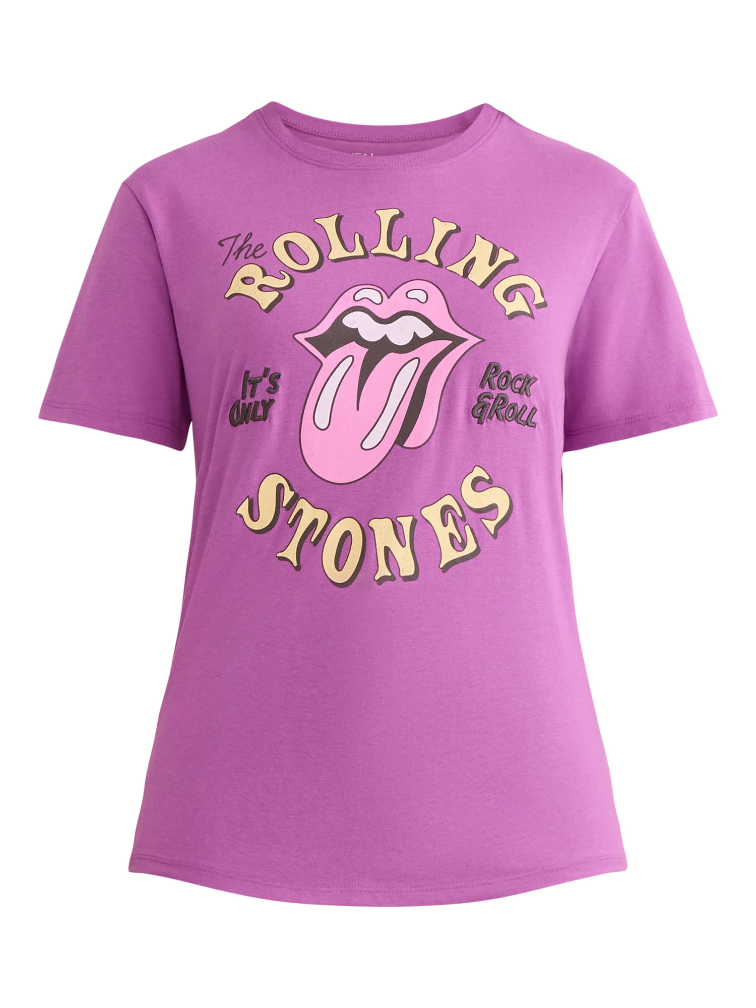 Time and Tru Women's Rolling Stones Only Rock and Roll Graphic Tee, Sizes XS-XXXL