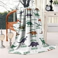 thumbnail image 2 of White Cartoon Dinosaurs Names Pattern Blanket,Comfortable Soft Flannel Throw Blanket,All Season,Warm Lightweight Blankets for Sofa Bed Couch Living Room Chair,60"x80", 2 of 4
