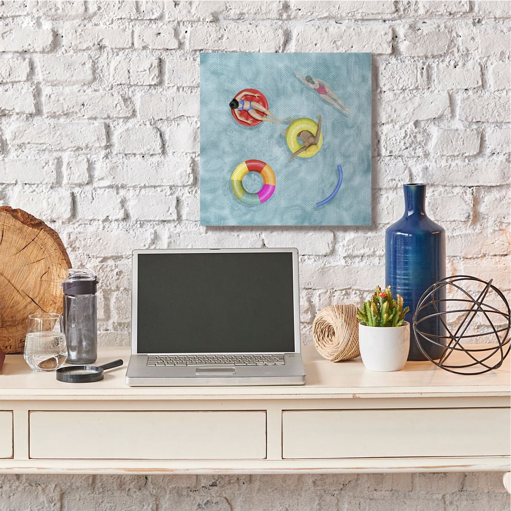 Stupell Home Décor Pool Floats Swimming Beach Summer Painting Canvas Wall Art by Grace Popp