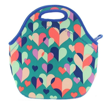 Medallion Getaway Bag - Built NY Gourmet Getaway Reusable Insulated Stretchy Neoprene Lunch Tote, Colors Of Love Aqua