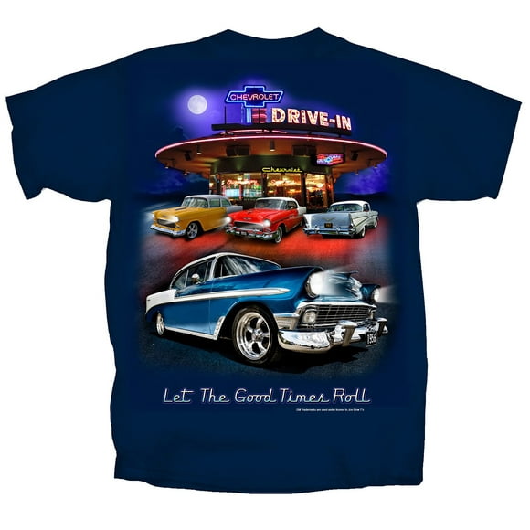 Joe Blow Men's Chevy Bel Air Tri-Five Retro Drive-in T-Shirt, XX-Large, Navy