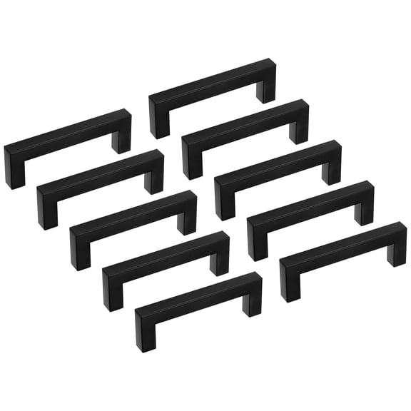 Uxcell 10-Pack 4.25" Slim Square Stainless Steel T Bar Double Hole Kitchen Cabinet Pulls Knobs [Black]