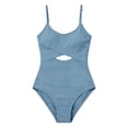 thumbnail image 4 of Girl Swimsuit One Piece Cutout Ruched Bathing Suit for Girls Color Block Adjustable Straps Pad Swimwear 7-16y(Blue,11), 4 of 4