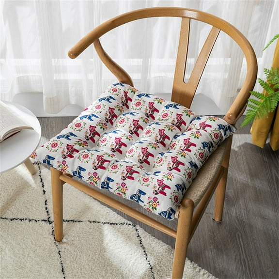 SIELUNO Thick Cushion Linen Cotton Non-Slip Breathable Seat Cushion Square Chair Pad Suitable For Dining Sofa Office-40x40cm(16x16inch)-A