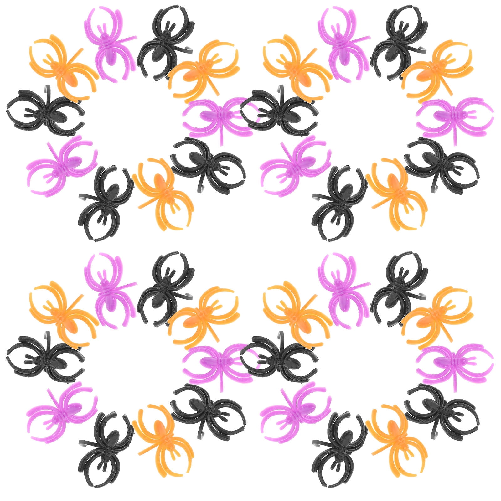 TABLZONE 60 Pcs Colorful Spider Rings Assorted Color Plastic for Spooky Decorations and Events