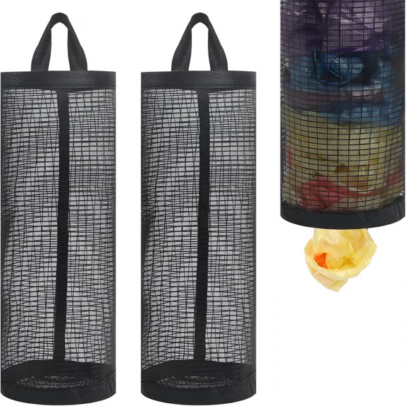 CCOCC 2Pack Plastic Bag Holder,Grocery Bag Holder for Plastic Bags Mesh Hanging Storage