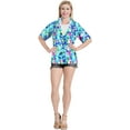 thumbnail image 6 of HAPPY BAY Women's Short-Sleeve Summer Blouses Fashion Beach Bohemian Party Vacation Relaxed Fit Button Down Hawaiian Shirt M Allover Floral, Blue, 6 of 6